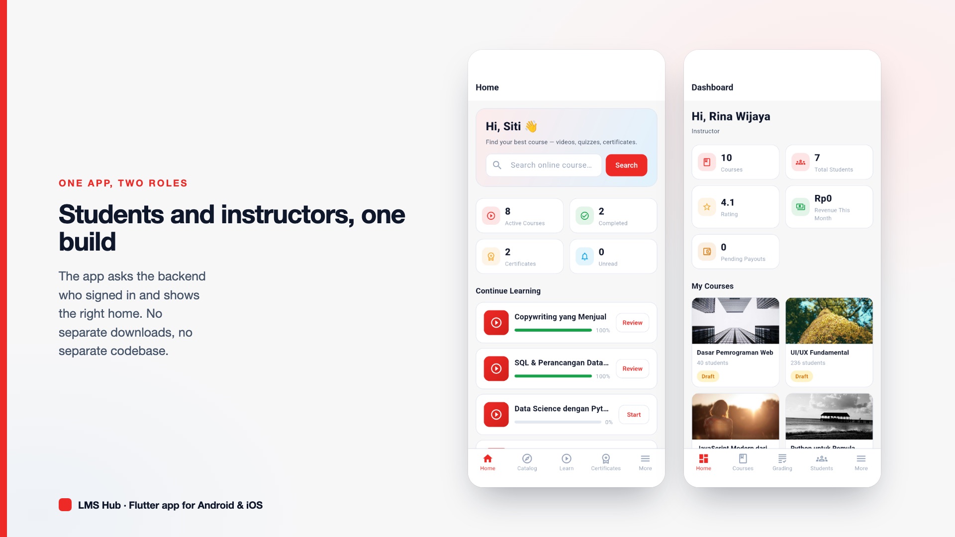 LMS Hub Mobile | Flutter LMS App for Students & Instructors